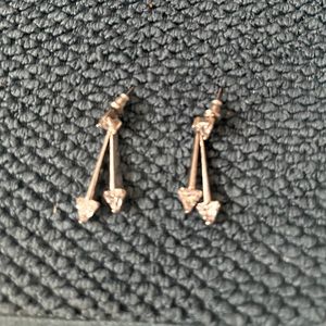 Elegant silver tone rhinestone earring dangle